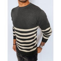 Dstreet Moški črtasti pulover LINES temno siv wx2133 M-L