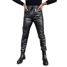 Dstreet Ženske voščene hlače LAPIS črne uy1721 XL