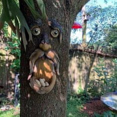 Netscroll Čarobna zunanja vrtna dekoracija v obliki obraza, ki hkrati služi kot hranilnica za ptice, za ljubitelje narave in opazovalce ptic, popestrite vaš vrt, BirdFeeder
