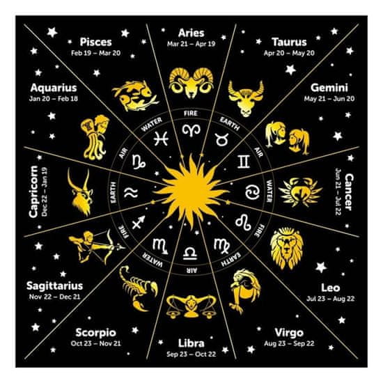 Northix Tkanina za tarot karte - zodiakalno znamenje - 80 x 80 cm