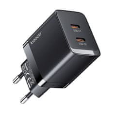 Toocki Toocki 2xUSB-C, GaN 40W omrežni polnilec (črn)