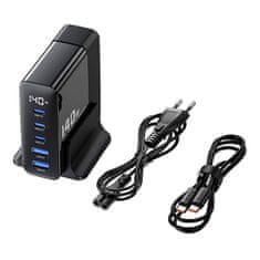 slomart toocki omrežni polnilec 3xusb-c + 2xusb, gan 140w (črn)