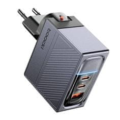 Toocki Toocki omrežni polnilec 2xUSB-C + USB, GaN 100W (siva)