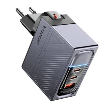 slomart toocki omrežni polnilec 2xusb-c + usb, gan 100w (siva)