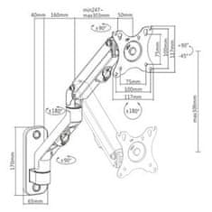 Gembird Stenski nosilec za monitor MA-WA1-02, nagibni, do 27" in 7 kg, črn