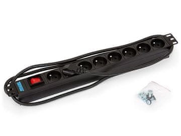 Triton Razdelilna plošča 19" 1U; 8 x vtičnica DIN, max. 16 A; kabel 3 x 1,5 mm, 2 m + vtič univerzalni CZ-DE, max. 1