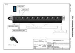 Triton Razdelilna plošča 1U 8x 220V-2m, vključno s pladnjem brez stikala