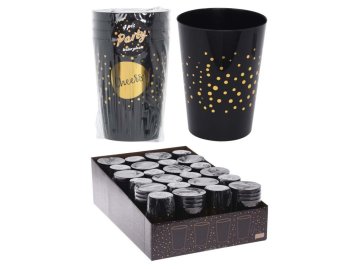 Kozarec za pijačo 300ml, 4 kosi, črn z zlato 75x95mm