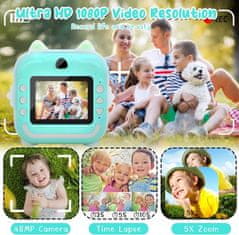VYZIO® Otroški fotoaparat, Instant fotoaparat, Polaroidni fotoaparat, Digitalni fotoaparat za takojšnje tiskanje + 7 Zvitkov za tiskanje | CUTEPRINROLLS
