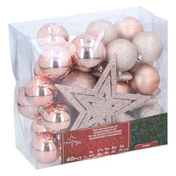 EDCO Božični okraski Edco ED-209408 Komplet okraskov za božično drevo 40 kosov roza barve