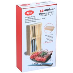 Alpina Nož za steake v leseni škatli, komplet 4 kosovED-247384