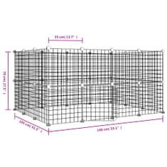 Vidaxl Ograda za hišne ljubljenčke z 28 paneli črna 35x35 cm jeklo