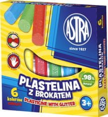 Astra Plastelin z bleščicami 6 barv