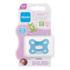 MAM Comfort 1 Silicone Pacifier 0-2m Blue silikonska duda za novorojenčke in nedonošenčke 1 kos