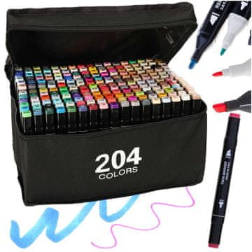 Ikonka Obojestranski alkoholni označevalci v etuiju 204 kos