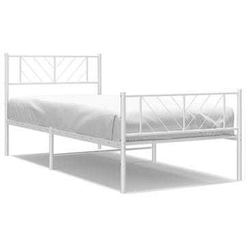 Vidaxl Kovinski posteljni okvir z vzglavjem in vznožjem bel 100x190 cm