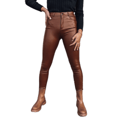 Dstreet Ženske usnjene hlače TOURMALIN rjave barve uy1717 L