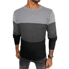 Dstreet Moški pulover LINA siv in črn wx2129 2XL-3XL
