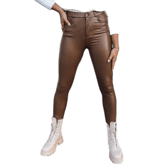 Dstreet Ženske usnjene hlače TOURMALIN temno rjave barve uy1718 L