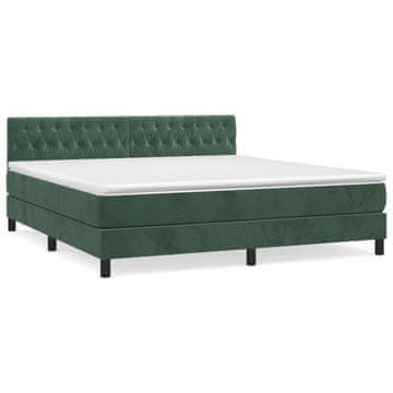 Vidaxl Box spring postelja z vzmetnico temno zelena 180x200 cm žamet
