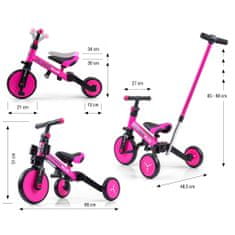 MILLY MALLY Optimus Plus 4v1 tricikel z vodilno palico roza