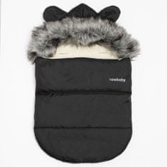 NEW BABY Novi Baby Alex Wool črni luksuzni zimski voziček s kapuco z ušesi