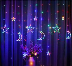 Malatec Novoletne lučke zavesa 136 LED RGB večbarvne 2,4m zvezde 8 funkcij
