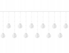 Malatec Novoletne 108 LED lučke zavesa topla bela 2,6m kroglice 8 funkcij