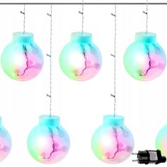 Malatec Novoletne LED lučke zavesa 108 RGB večbarvne 2,6m kroglice 8 funkcij