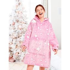 Netscroll 2v1 pulover in odeja, ki se sveti v temi, darila, ideja za darila, darila zanjo, Glowie, roza