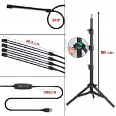 Malatec 80 LED UV svetilka za rast rastlin na stativu – tripod