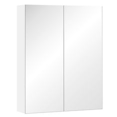 HOMCOM HOMCOM Kopalniška stenska omarica z dvema sprednjima vratoma, ogledalom in 2 notranjima policama MDF bela (60 x 15 x 75 cm)