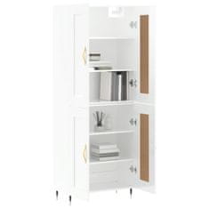 Vidaxl Visoka komoda visok sijaj bela 69,5x34x180 cm inženirski les