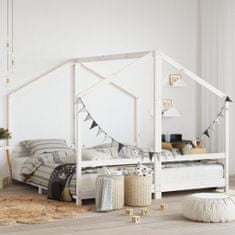 Greatstore Otroški posteljni okvir bel 2x(90x190) cm trdna borovina