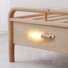 Netscroll Prenosna nočna LED lučka s senzorjem gibanja, lesena LED lučka, USB polnjenje, idealna za zunaj ali notri: terasa, dom, pisarna in spalnica, prihranek energije, leseni ročaj z magnetom, WallSensor