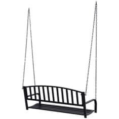 OUTSUNNY Outsunny Vrtni viseči gugalni stol z dvema sedežema, romantična črna kovinska klop za na prostem, 127 x 60 x 47 cm