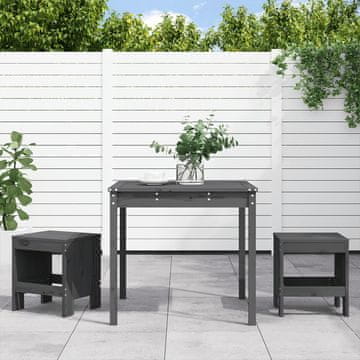 Vidaxl vidaXL 3-delni vrtni bistro set, siv, borov les