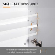 HOMCOM HOMCOM Kopalniška stenska omarica z dvema sprednjima vratoma, ogledalom in 2 notranjima policama MDF bela (60 x 15 x 75 cm)