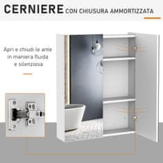 HOMCOM HOMCOM Kopalniška stenska omarica z dvema sprednjima vratoma, ogledalom in 2 notranjima policama MDF bela (60 x 15 x 75 cm)