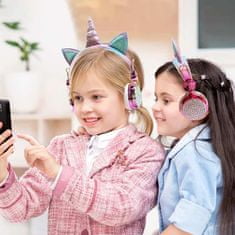 Netscroll Brezžične otroške slušalke z izgledom samoroga, darila, ideja za darila, darila za otroke, UnicornBuds