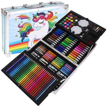 Nobo Kids Umetniški komplet za slikanje: barvice, pasteli, barve, čopiči, 144-delni etui - moder