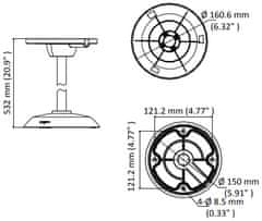 Hikvision nosilec za kamero DS-1271ZJ-PT10/ združljiv s PTZ kamerami HWP-P332ZI-DE3