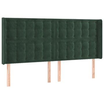 Vidaxl Vzglavje z ušesi temno zeleno 163x16x118/128 cm žamet