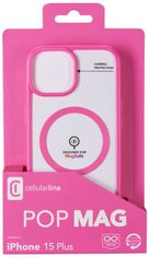 CellularLine Pop Mag ovitek za Apple iPhone 15 Plus, prozoren/roza (POPMAGIPH15MAXF)