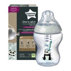 shumee Closer To Nature steklenička za hranjenje s silikonskim cucljem 0m+ Panda 260ml
