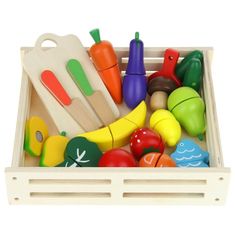 Nobo Kids Lesena škatla za sekljanje zelenjave in sadja