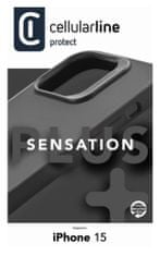 CellularLine Sensation+ ovitek za Apple iPhone 15, silikonski, črn (SENSPLUSIPH15K)