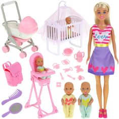 Nobo Kids Anlily Set punčka z otroškim pohištvom in vozičkom