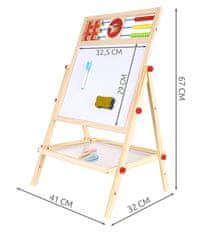 Kruzzel Dvostranska lesena risalna tabla 67cm + krede