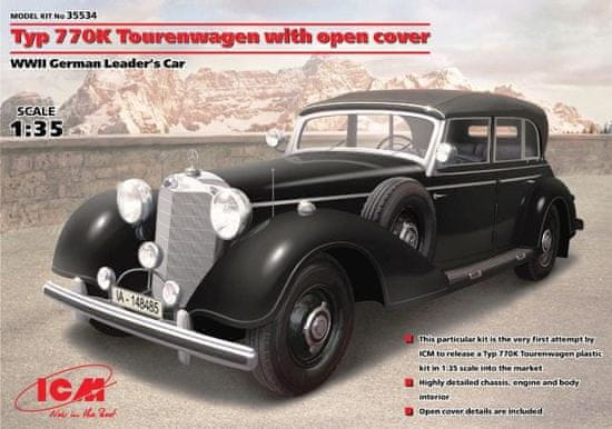 ICM maketa-miniatura Mercedes-Benz Type 770K Tourenwagen z odprto streho • maketa-miniatura 1:35 starodobni avtomobili • Level 3